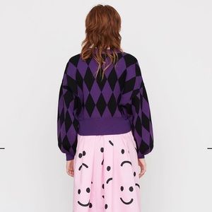 Lazy Oaf Purple Harlequin Cardigan S 